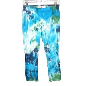 Blue & Green Coastal Tie-Dyed Skinny Capri Jeggings - Faux Denim, Size 3